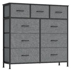 SONGMICS komoda, skříň, 9 látkových zásuvek, do ložnice, předsíně, obývacího pokoje, šedá