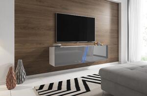 TV stolek/skříňka Savanna 160 (bílá matná + šedý lesk) (s osvětlením). 1000635