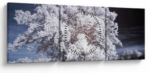 Obraz - Sněhobílý strom (s hodinami) (90x30 cm)