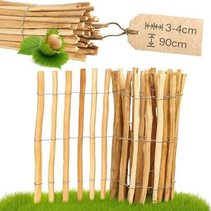 Plot z lískového oříšku PINEEA 90 cm vysoký – 5 m dlouhý dřevěný plot pro zahradu, ochranu rostlin a dekorace – odolný vůči povětrnostním vlivům