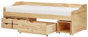 Denní postel s úložným prostorem Borovicové dřevo ROYVILLE 90 x 200 cm Světle hnědá