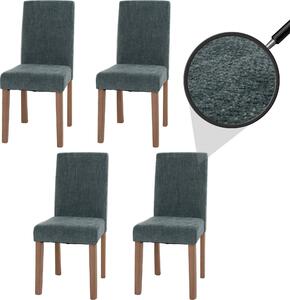 Sada 4 jídelních židlí Littau, kuchyňská židle s vysokým opěradlem, látka/textil šenil zelená, nohy v přírodní barvě