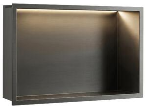 Rea Vestavná koupelnová police s LED osvětlením 45x30 cm, titan