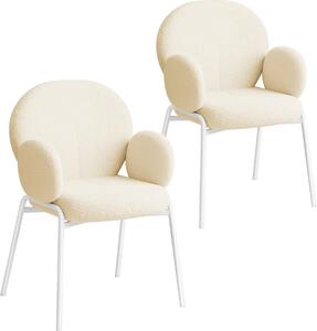 Tectake® Scandi židle, čalouněná potahem bouclé, nosnost 120 kg, 61,5 x 62 x 90 cm