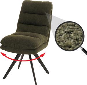 Jídelní židle HWC-G66, kuchyňská židle židle, otočná automatická poloha látka/textil bouclé MVG zelená