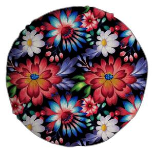 Oboustranný polštář s příměsí lnu Madre Selva Colorful Flowers, ⌀ 45 cm