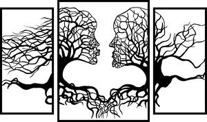 Dvě opice Dřevěný obraz Lidské hlavy - trojdílný strom života na zeď Materiál: ČERNÝ EBEN, Velikost (mm): 1000 x 595
