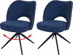 Sada 2 jídelních židlí HWC-N72, čalouněná kuchyňská židle, otočná, tkanina/textil (420 g/m²) Oeko-Tex modrá