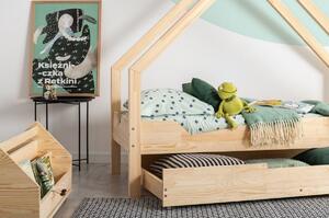 Dětská domečková postel se šuplíkem z masivu LOCA A - 160x90 cm