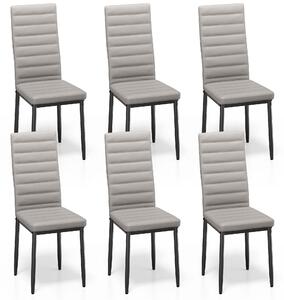Bealife TB41 Jídelní židle sada 6 kusů - umělá kůže s vysokým opěradlem a ergonomickým designem, šedá barva
