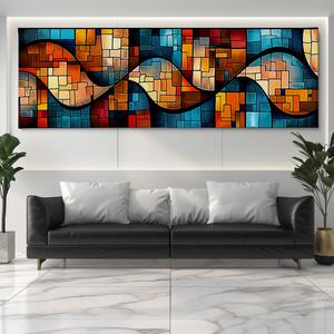 Obraz na plátně - Vlnový tetris FeelHappy.cz Velikost obrazu: 240 x 80 cm