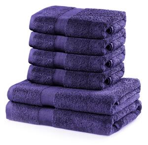 Set 2 bavlněných fialových osušek a 4 ručníků DecoKing Marina