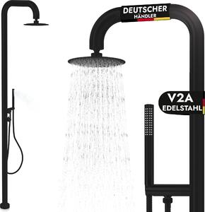 Nerezová zahradní sprcha z nerezové oceli V2A AISI 304 teplá voda studená voda s runí sprchou 20 cm deová sprcha bazénová sprcha venkovní sprcha zahradní sauna erná