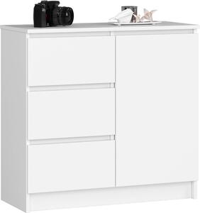 Elegantní bílá komoda K80 JERRY 1D 3L s úloným prostorem a moderním designem