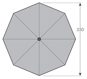 Doppler ALU WOOD 350 cm - slunečník s klikou s ULTRA UV ochranou antracitový (kód barvy 840)