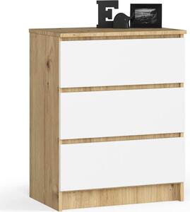 AKORD Furniture Factory OP0LK-6ARTBIA002, Bílá, Dub, 3 zásuvka/zásuvek, Matný, 16 mm, 51 cm, 400 mm