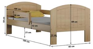 Dětská postel z masivu KOMI - 180x80 cm