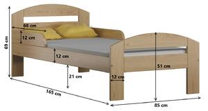 Dětská postel z masivu MIKO - 160x80 cm