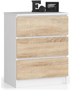 AKORD Furniture Factory OP0LK-6BIASON003, Bílá, Dub, 3 zásuvka/zásuvek, Matný, 16 mm, 51 cm, 400 mm