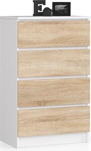 AKORD Furniture Factory OP0LK-6BIASON004, Bílá, Dub, 4 zásuvka/zásuvek, Matný, 16 mm, 51 cm, 400 mm