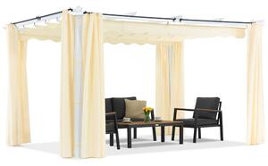 Pergola na terasu Barbados 3x4 m se závěsy Garden Point bílá a béžová