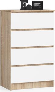 AKORD Furniture Factory OP0LK-6DABBIA003, Bílá, Dub, 4 zásuvka/zásuvek, Matný, 16 mm, 51 cm, 400 mm