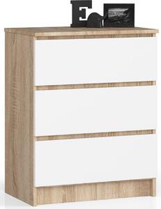 AKORD Furniture Factory OP0LK-6DABBIA002, Bílá, Dub, 3 zásuvka/zásuvek, Matný, 16 mm, 51 cm, 400 mm