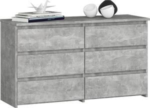 Stylová komoda CL100 se 6 zásuvkami v betonové barv pro úloný prostor a elegantní design