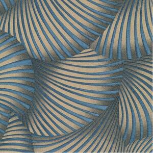 Vliesové tapety na zeď GMK Fashion for walls 5 10525-08, rozměr 10,05 m x 0,53 m, 3D twill zlatý na modrém podkladu, Erismann