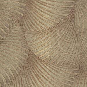 Vliesové tapety na zeď GMK Fashion for walls 5 10525-30, rozměr 10,05 m x 0,53 m, 3D twill zlatý na hnědém podkladu, Erismann