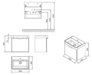 Ravak BeHappy II skříňka 53x37x43.5 cm závěsná pod umyvadlo bílá X000001097