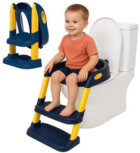 Dětské schůdky 03 s nástavcem na WC modro-žluté
