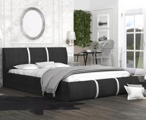 Čalouněná manželská postel PLATINUM černá bílá 140x200 Trinity s kovovým roštem