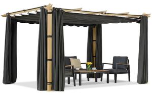 Barbadoská terasová pergola 3x4 m s dřevo-antracitovými závěsy Garden Point