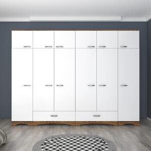 Šatní skříň Barma 3907 (ořech + bílá). Akce -18%