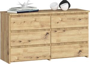 Komoda CL100 v dubovém provedení Artisan se 6 zásuvkami - Elegantní úložný prostor a stylový design