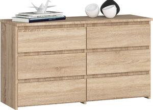 Komoda CL100 se 6 zásuvkami v sonomovém dubovém stylu, elegantní design a stylové úloit