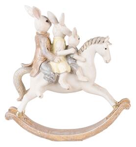 Velikonoční dekorace králičí rodinka na houpacím koni - 19*6*20 cm