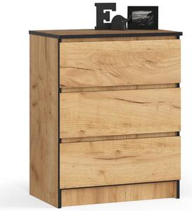 AKORD Furniture Factory OP0LK-6CRA002, Dub, 3 zásuvka/zásuvek, Matný, 16 mm, 51 cm, 400 mm