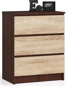 AKORD Furniture Factory OP0LK-6VENSON3SZ, Dub, Tmav hndá, 3 zásuvka/zásuvek, Matný, 16 mm, 51 cm, 400 mm