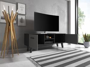 VIVALDI Televizní stolek Nord 140, 2K, černá mat/šedý mat