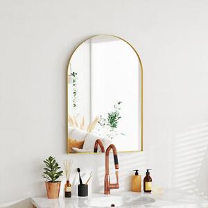 HOMCOM Zrcadlo se zakřivením, koupelnové zrcadlo, 60 x 90 cm, vysoké rozlišení, s rámem z hliníkové slitiny, pro ložnici, obývací pokoj, předsíň, zlat