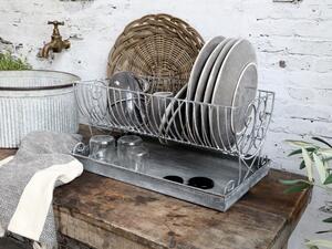 Šedý antik kovový odkapávač na nádobí Rocce - 43*30*22cm