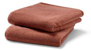 Kvalitní žakárové ručníky, 2 ks, růžovo-červené