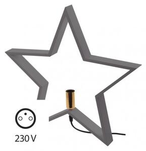 EMOS ZY2216 Svícen na žárovku E14 dřevěný šedý, hvězda, 48cm