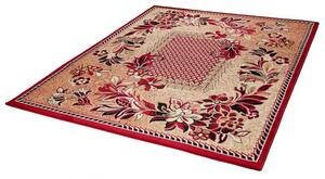 Makro Abra Kusový koberec ATLAS 7192B Květy tmavě béžový červený Rozměr: 120x170 cm