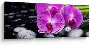 Obraz - Orchideje (s hodinami) (90x30 cm)