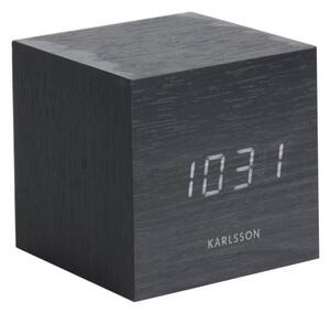 Černý budík Karlsson Mini Cube, 8 x 8 cm