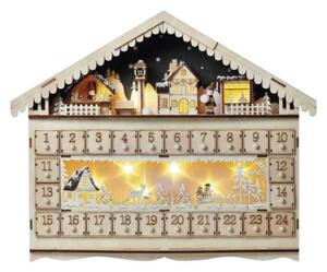 EMOS LED dřevěný adventní kalendář, teplá bílá, 19x40cm, 2xAA, časovač ZY2315