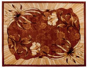Makro Abra Kusový koberec ATLAS 4491A Květy hnědý Rozměr: 80x150 cm